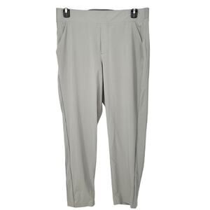 Athleta Brooklyn Textured Ankle Pant City Stripe Trouser Grey & White Women's 14